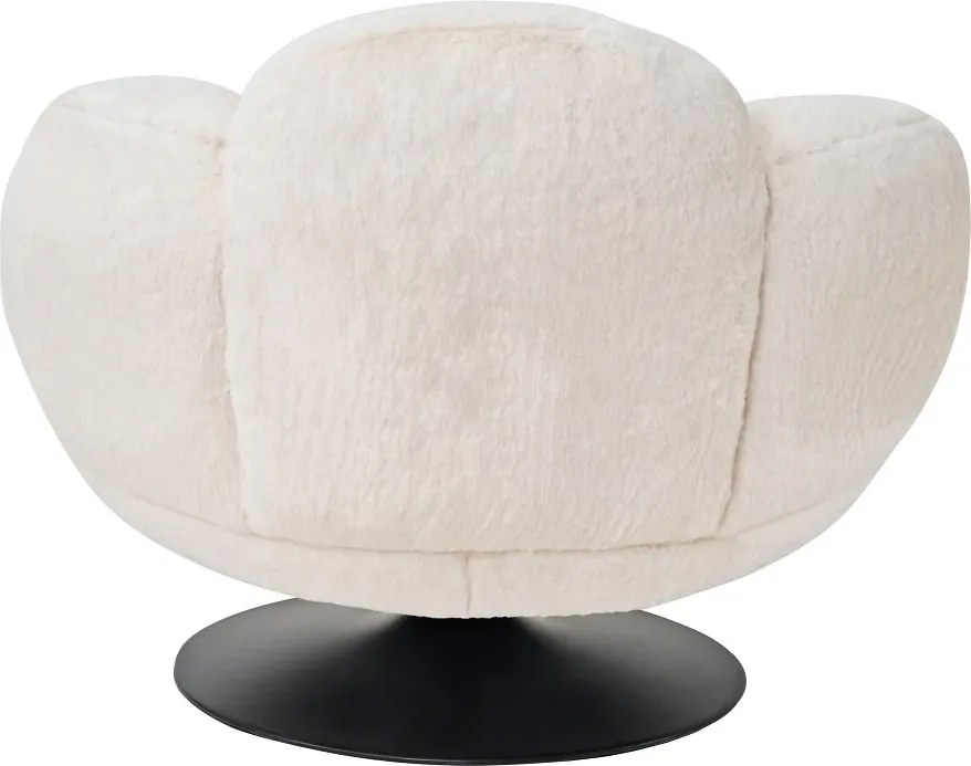 RESIGILAT- Fotoliu de relaxare rotativ 360° tip Lounge, tapițerie Mink Cashmere, bază metalică neagră Ø60 cm, Beige, 96x93x78 cm