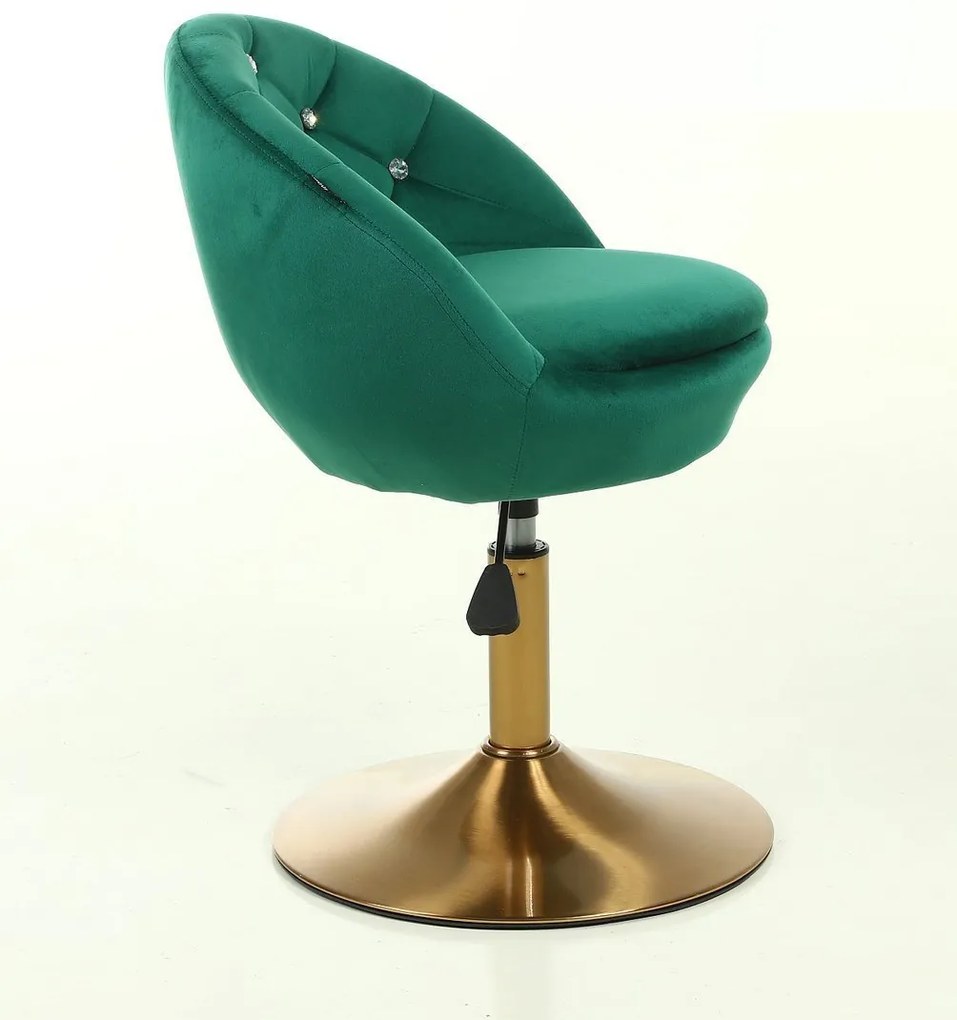 HR948N Scaun Verde din Catifea cu Bază Aurie