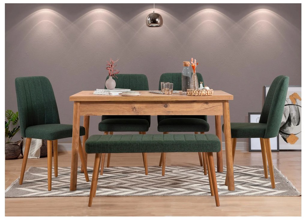 Set masă scaune Costareka (pentru persoane) (Pin atlantic + Verde). 1106423