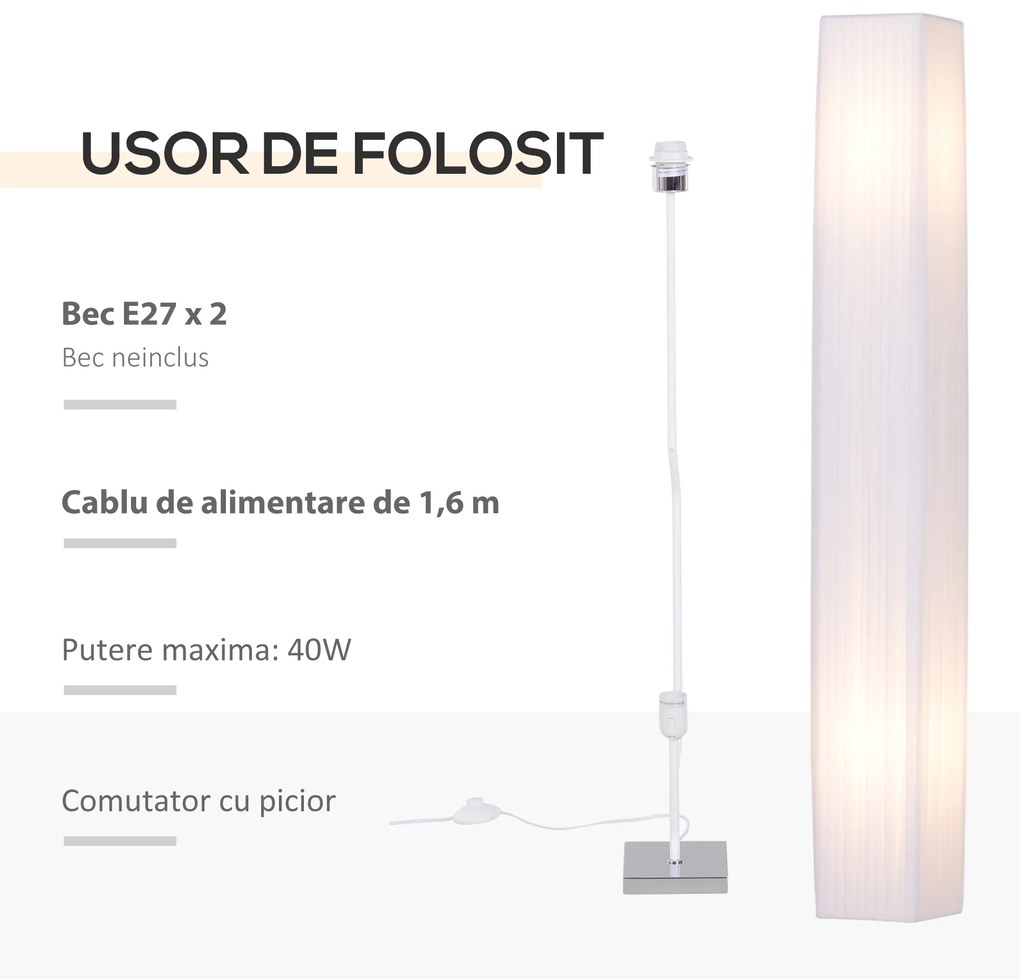 Lampa de Sol cu Veioza in Tesatura, Alb HOMCOM | Aosom Romania