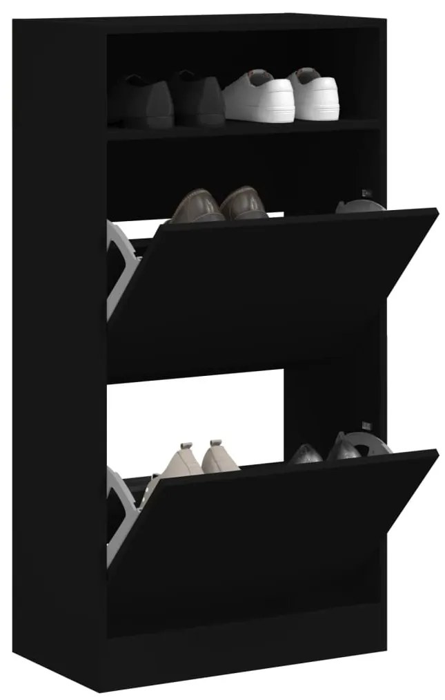 vidaXL Pantofar, negru, 60x34x116 cm, lemn compozit