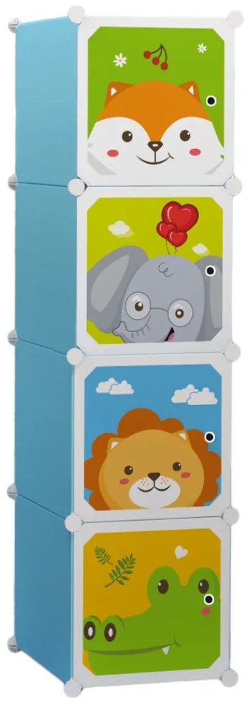 Dulap Modular Copii, 4 Compartimente, D4381, Blue