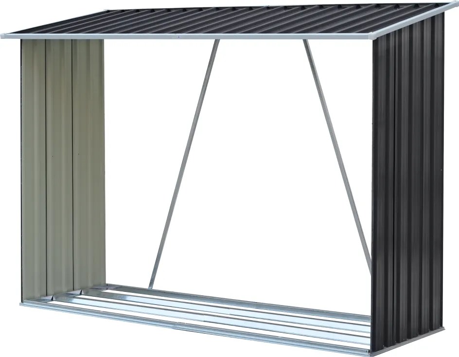 Magazie pentru lemn, antracit/alb, 217x82x154 cm, DARYL TIP 2