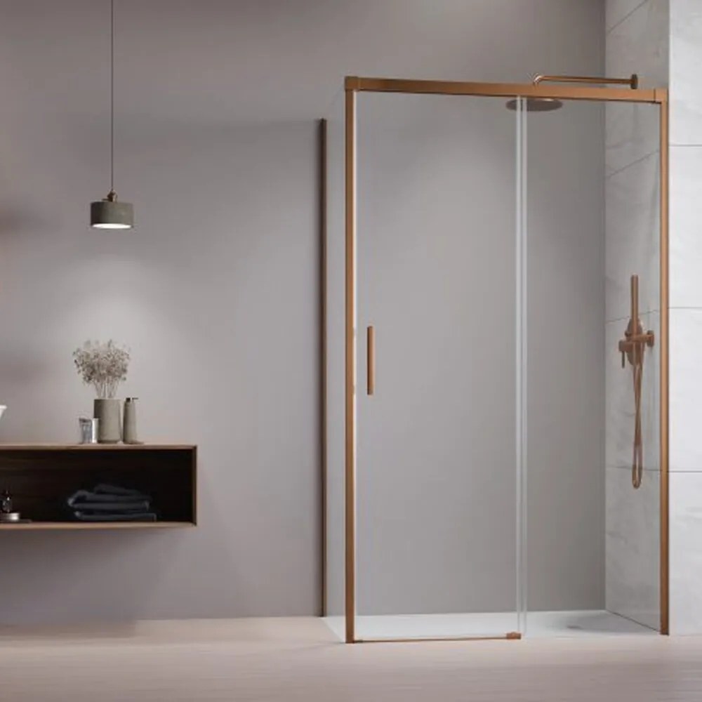 Perete lateral stanga Radaway Idea KDJ 100 cm finisaj cupru periat-transparent sticla 6 mm