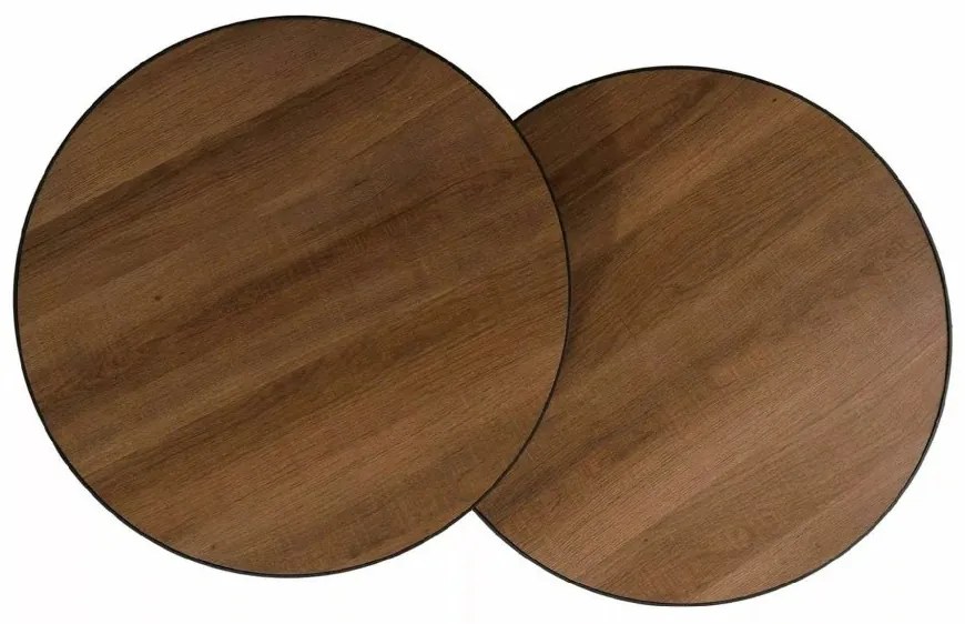 Mese de colt PENELOPE set 2 buc Ø 50 cm, decor nuc