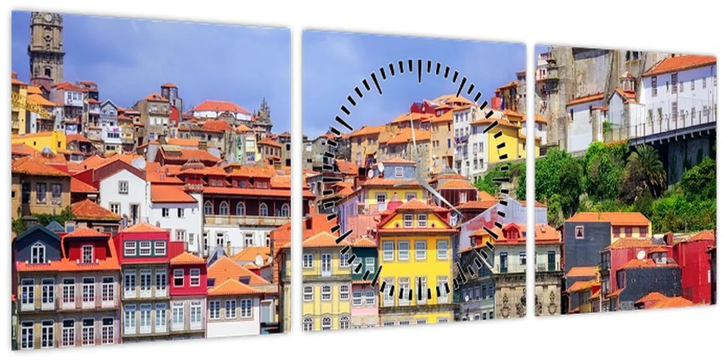 Tablou - Ribeira, Portugalia (cu ceas) (90x30 cm)