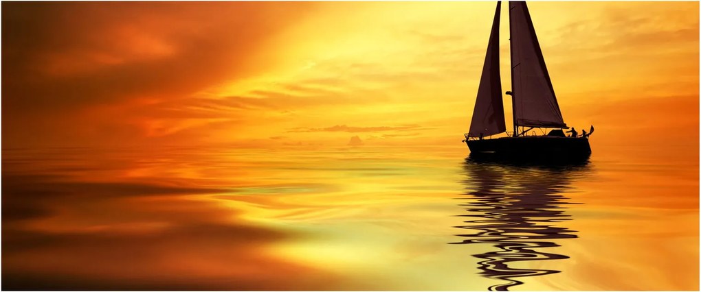 Tablou - Sailboat la apus de soare (120x50 cm)