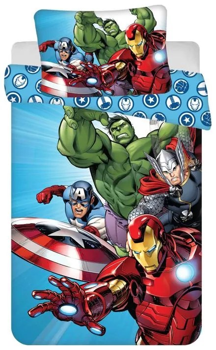 Avengers Light Blue lenjerie de pat pentru copii 100×135 cm, 40×60 cm
