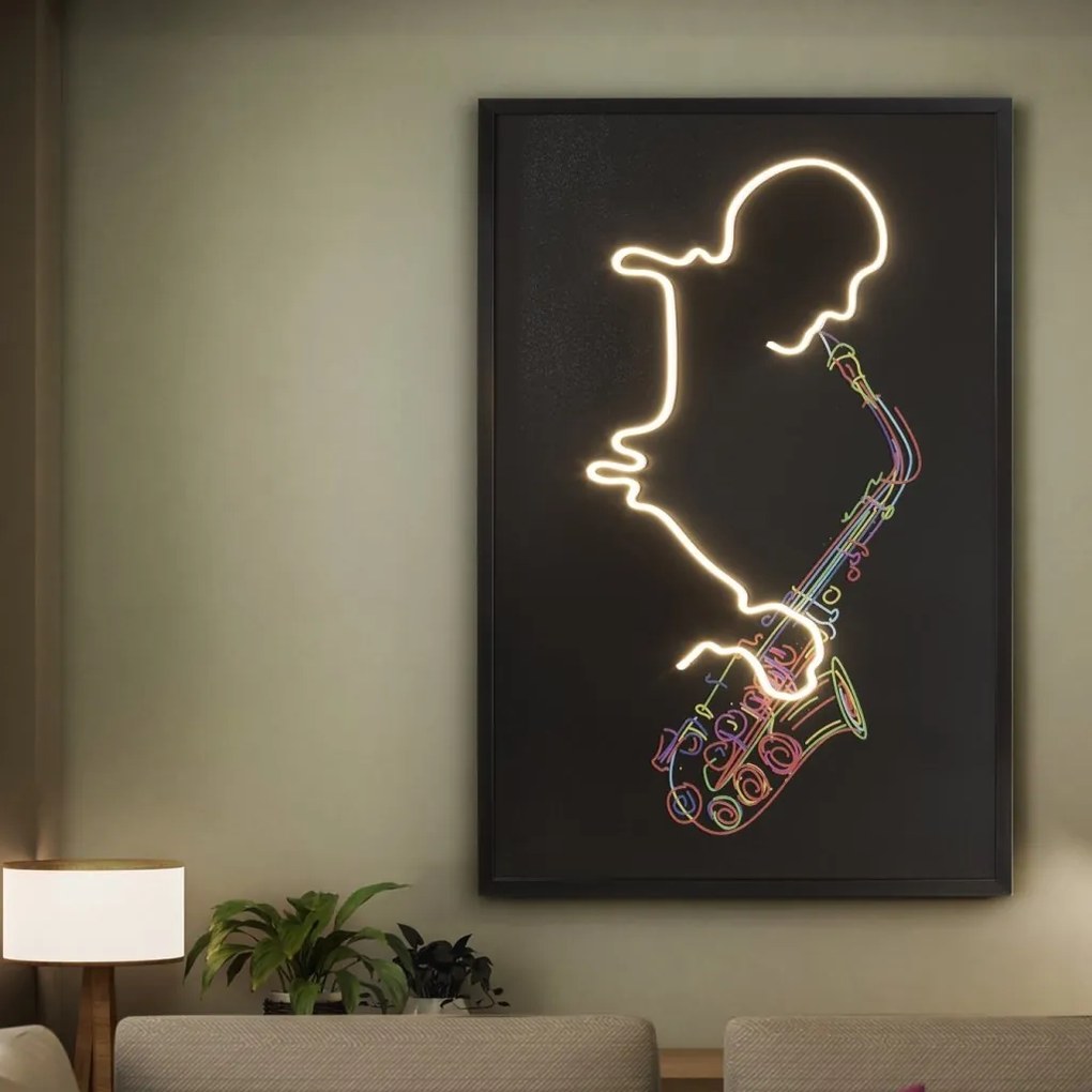 Tablou de perete decorativ cu iluminat Saxofon