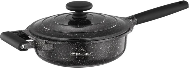 Cratiță Swiss Haus SH-MDF28B, 4,5 l, 28 cm, acoperire ceramică Sapphire, cuptor până la 220 °C, plită cu inducție, negru