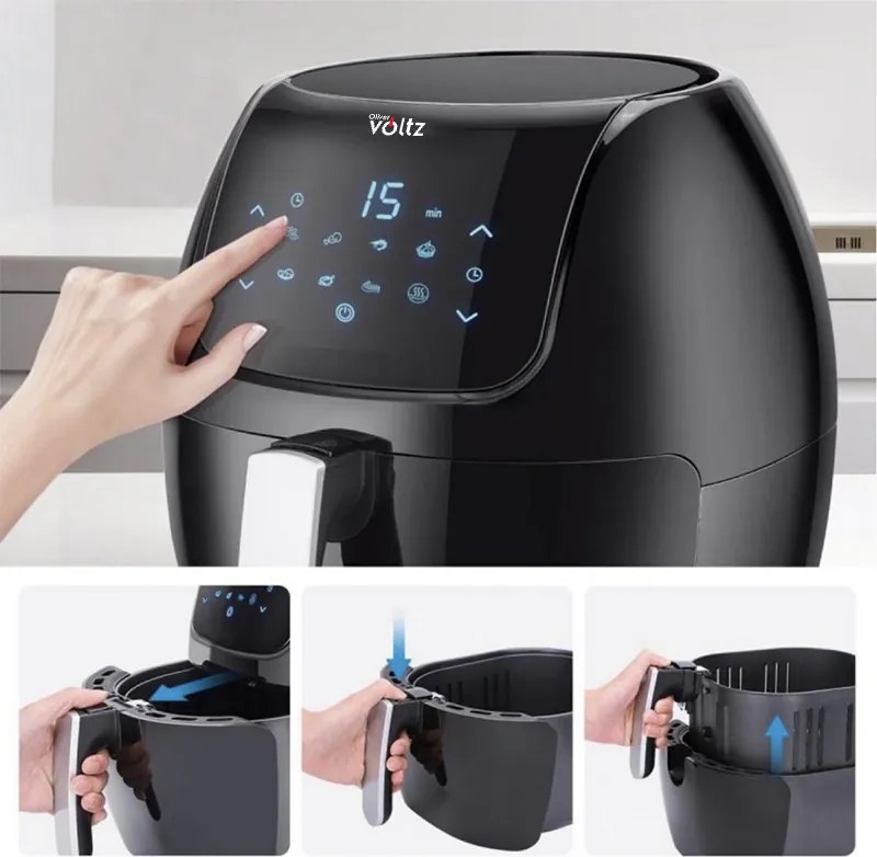 La mâna a doua: Friteuza cu aer cald Oliver Voltz OV51980F, 1800W, 7.7 L, 8 programe, Timer, Negru
