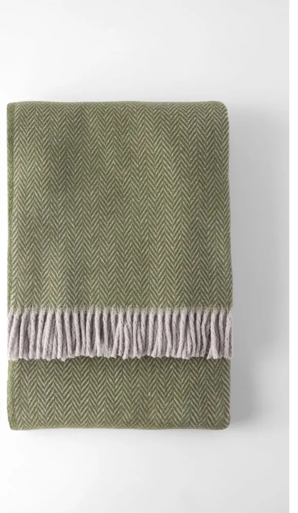 Pled din amestec de bumbac Euromant Skyline, 140 x 180 cm, verde