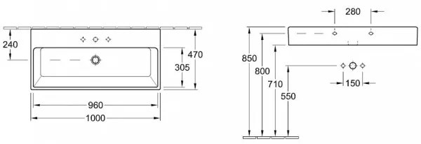 Lavoar pe mobilier, Villeroy&amp;Boch Memento, 100x47cm, Alb Alpin,  5133AL01