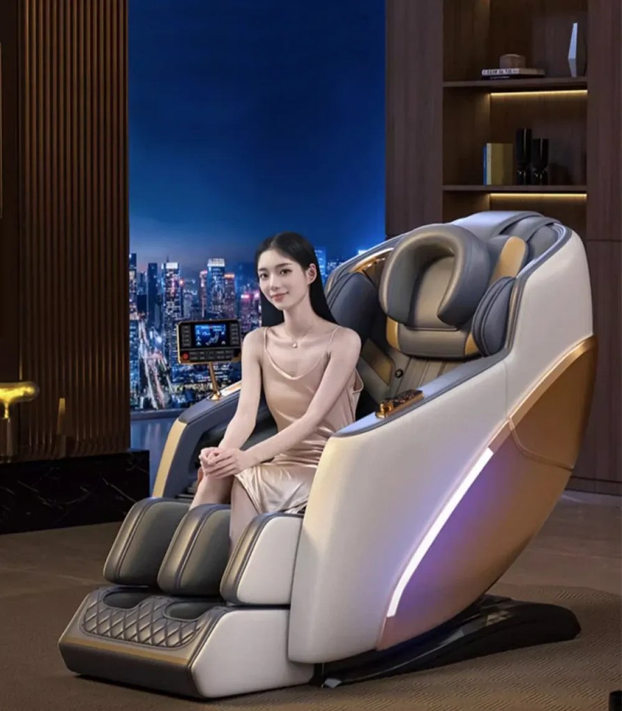 RESIGILAT- Fotoliu de masaj MECHA CONFORT, cu Incalzire, Bluetooth, Display, Ecran tactil, Zero Gravity, 2 Boxe, Moduri Automate, Suport Picioare extensibil, Piele Ecologica Premium