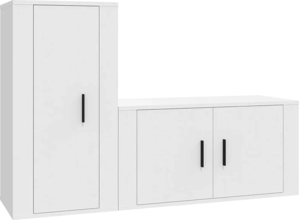 vidaXL Set dulap TV, 2 piese, alb, lemn prelucrat