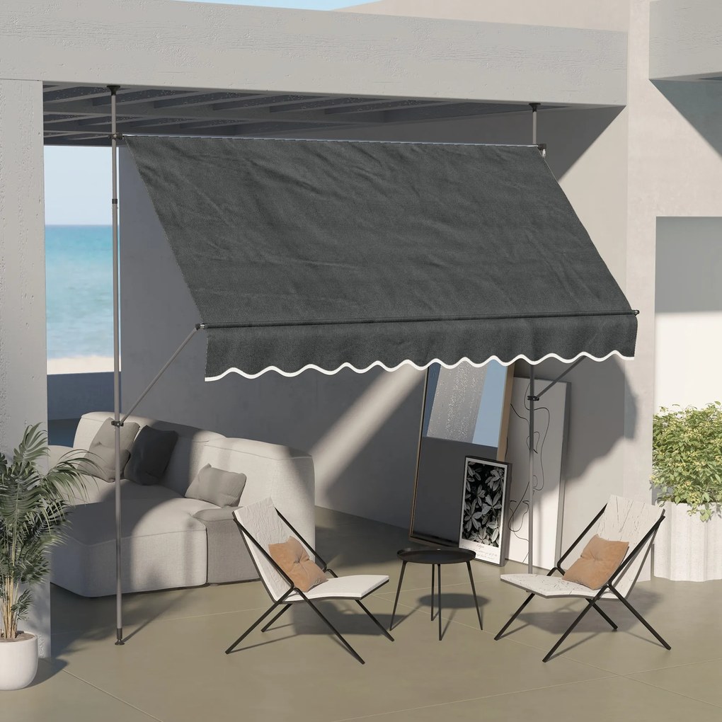 Outsunny Parasol Manual Retractabil pentru Balcon 300x120x210-300 cm cu Manivela Inaltime Ajustabila Impermeabil si Anti-UV Gri Inchis | Aosom Romania