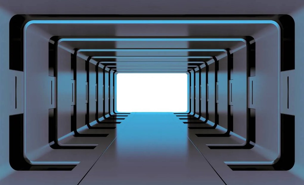 Fototapet - Tunel 3D albastru (254x184 cm)