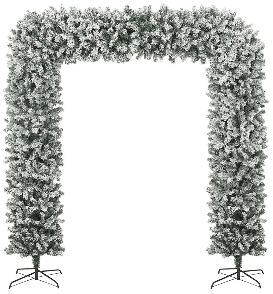 Arcada pom de Craciun cu zapada pufoasa, 240 cm 1, Alb si verde, 240 cm