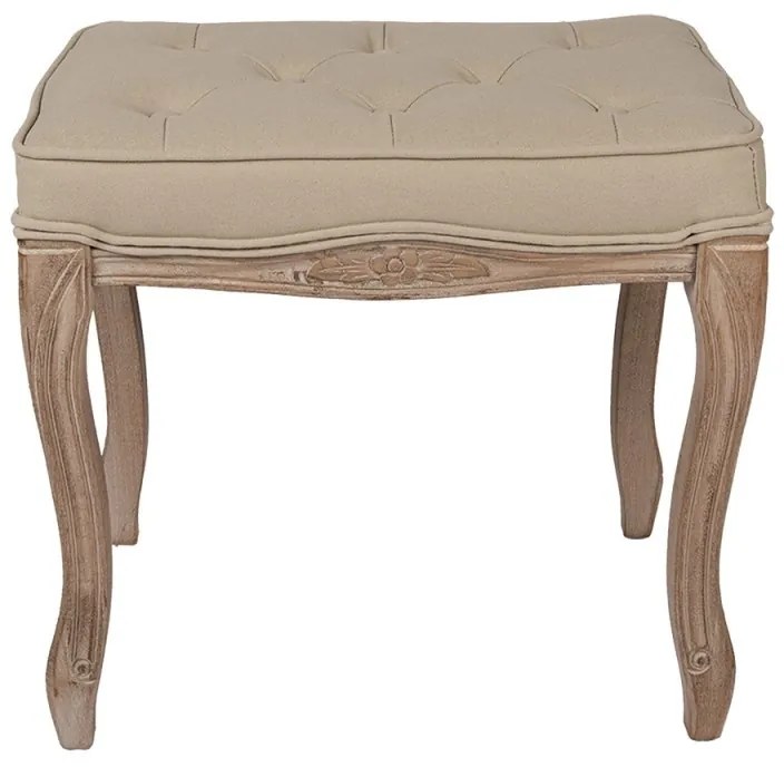 Taburet shabby chic, bej, stofa, 50x36x47 cm