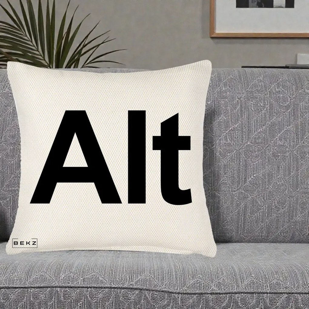 Perna Personalizata Tasta Alt Tipografie Bold, 40x40 cm, Crem Reliefat, Husa Detasabila, Perna Inclusa, BEKZ®
