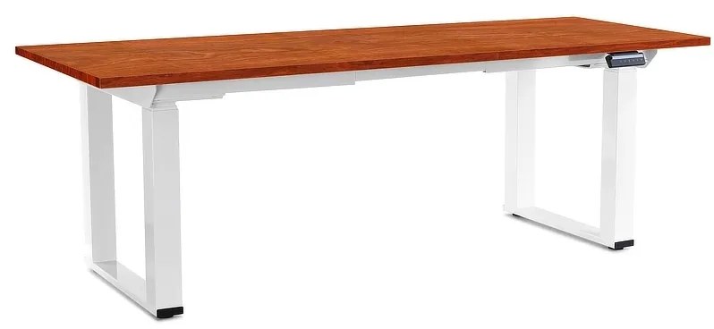 Masă înălțime reglabilă OfficeTech Strong 200 x 80 cm, picioare albe, cireș