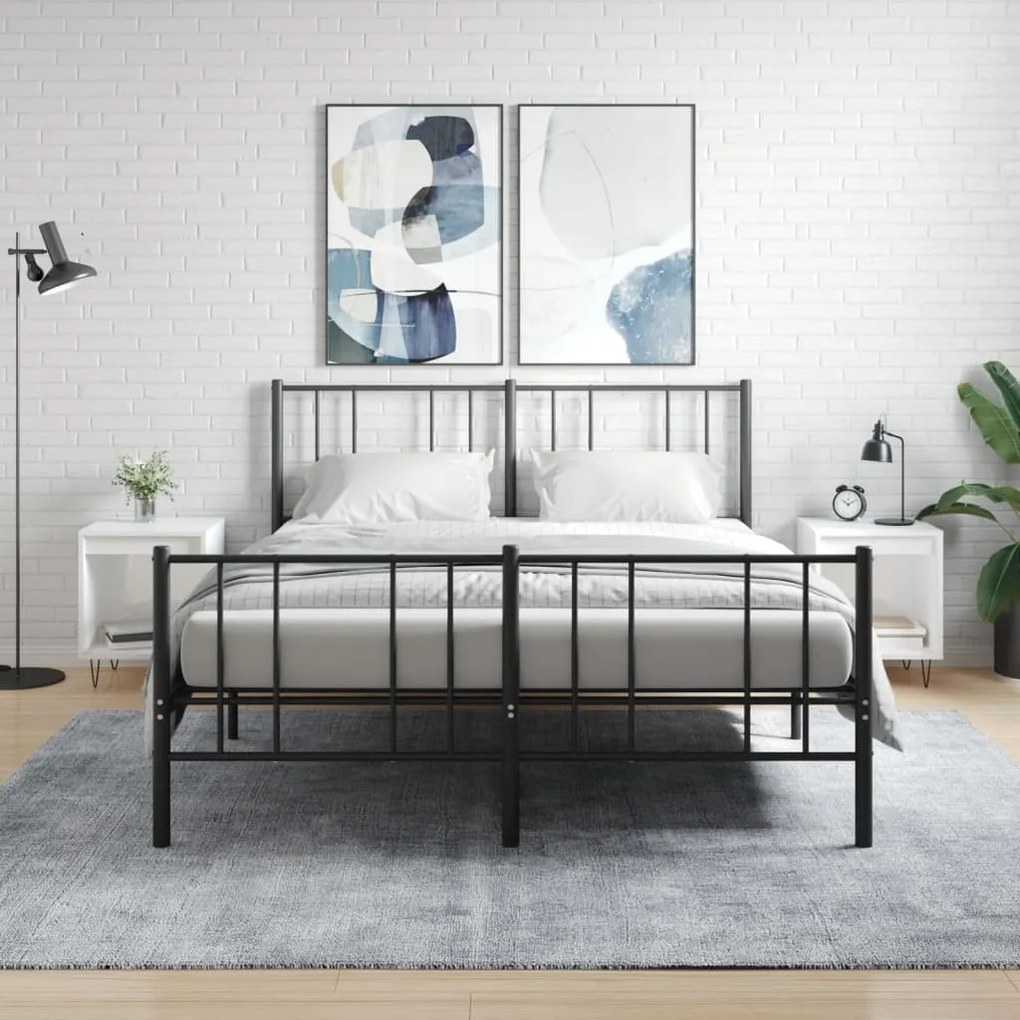 vidaXL Noptiere, 2 buc., alb extralucios, 40x35x50 cm, lemn compozit