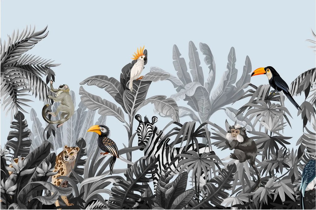 Tablou - Animale în pădurea tropicală (90x60 cm)