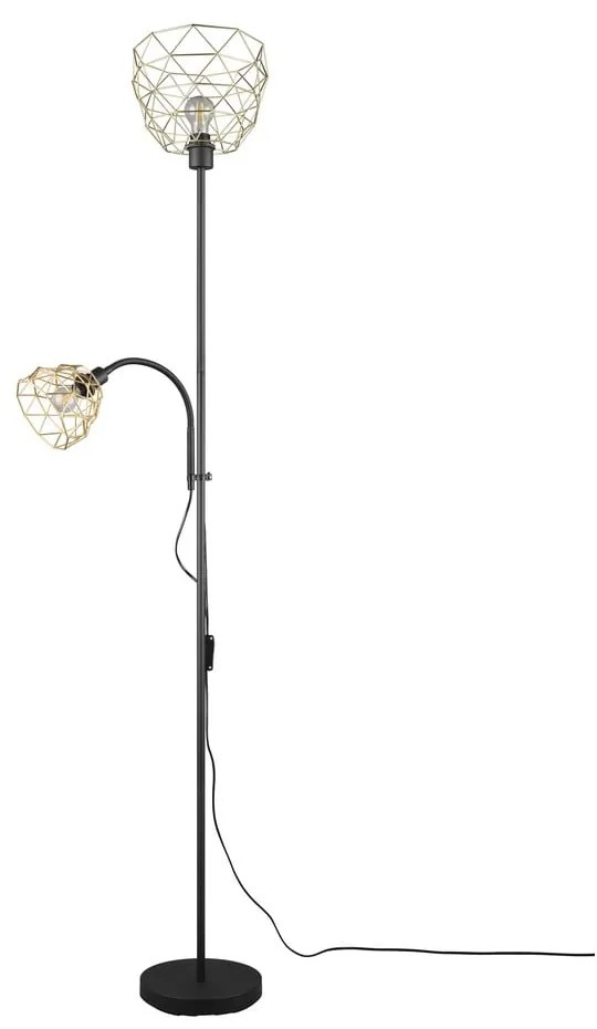 Lampadar negru/auriu cu abajur din metal (înălțime 180 cm) Haval – Trio