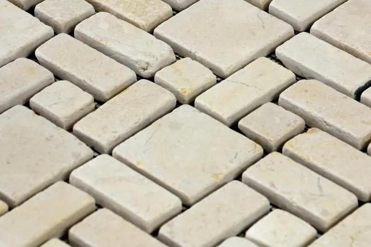 Mozaic de marmură DIVERO - cremă ,11 buc - 1m²