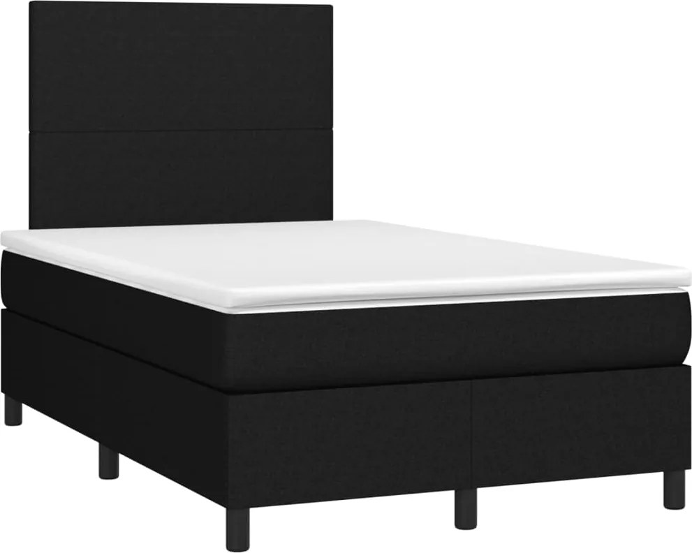 vidaXL Pat box spring cu saltea, negru, 120x190 cm, catifea