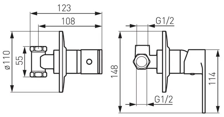 Set de dus igienic, Ferro, Algeo, cu baterie ingropata, crom