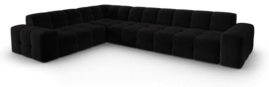 Colțar negru cu tapițerie din catifea (pe partea stângă) Kendal – Micadoni Home