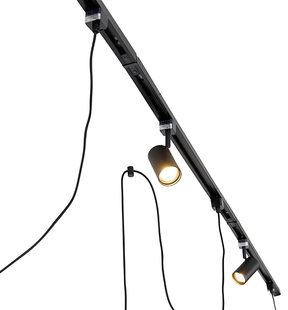 Sistem de șine inteligent negru cu 3 spoturi și lampă suspendată monofazată - Cavalux Jeana