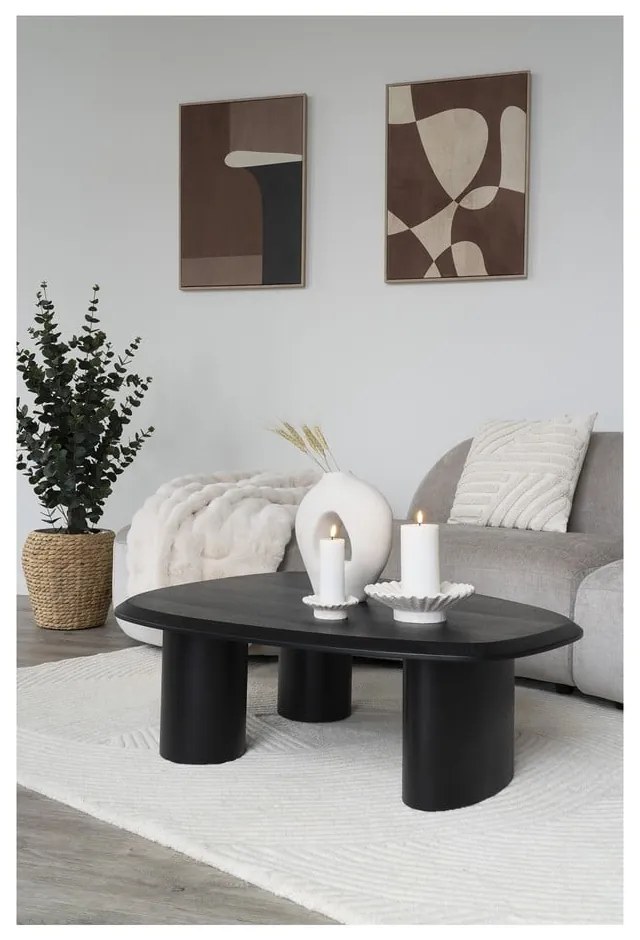 Măsuță de cafea neagră cu blat cu aspect de lemn de frasin 78x96 cm Tirano – House Nordic