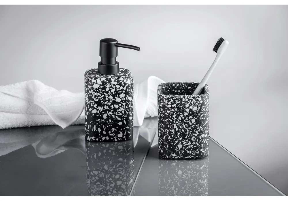 Recipient pentru periuțe de dinți Wenko Terrazzo, negru