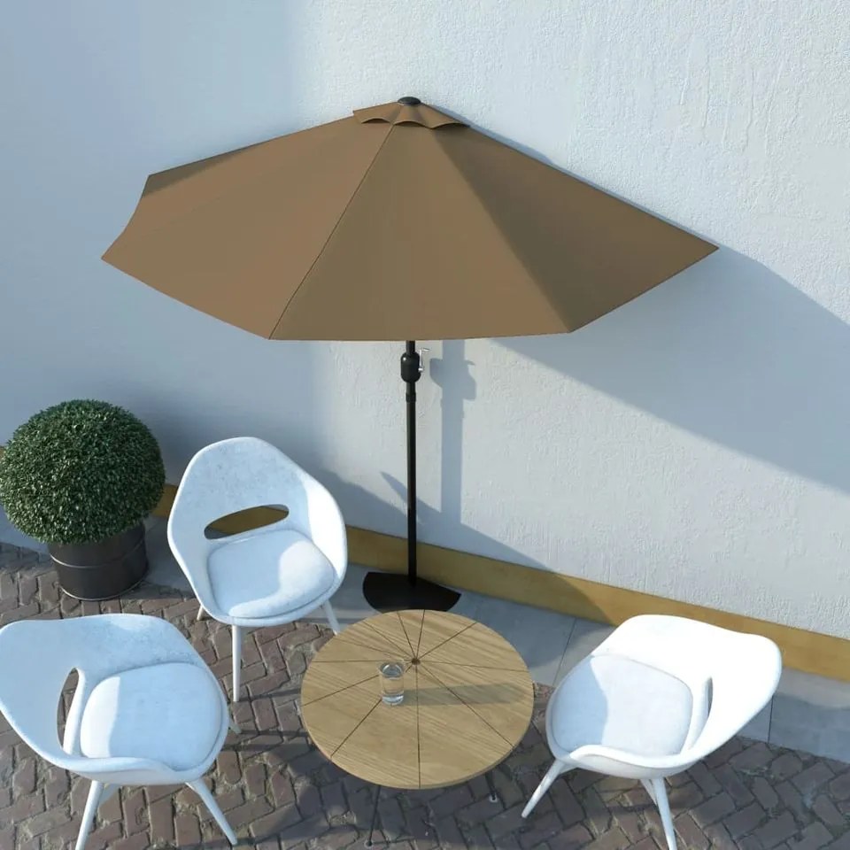 Umbrelă de soare de balcon, tijă aluminiu gri taupe, 270x135 cm