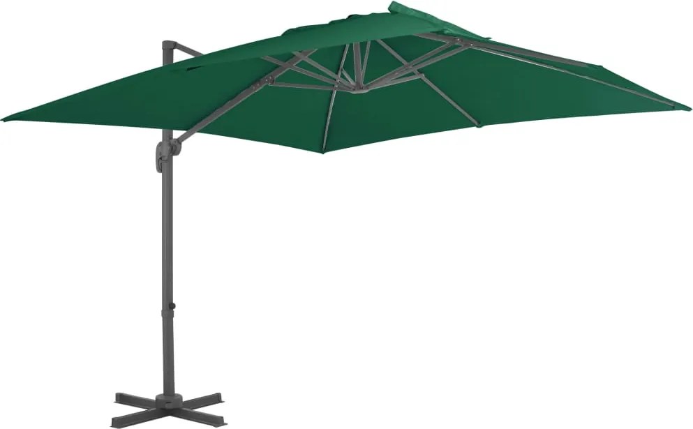 vidaXL Umbrelă în consolă cu stâlp din aluminiu, verde, 300x300 cm