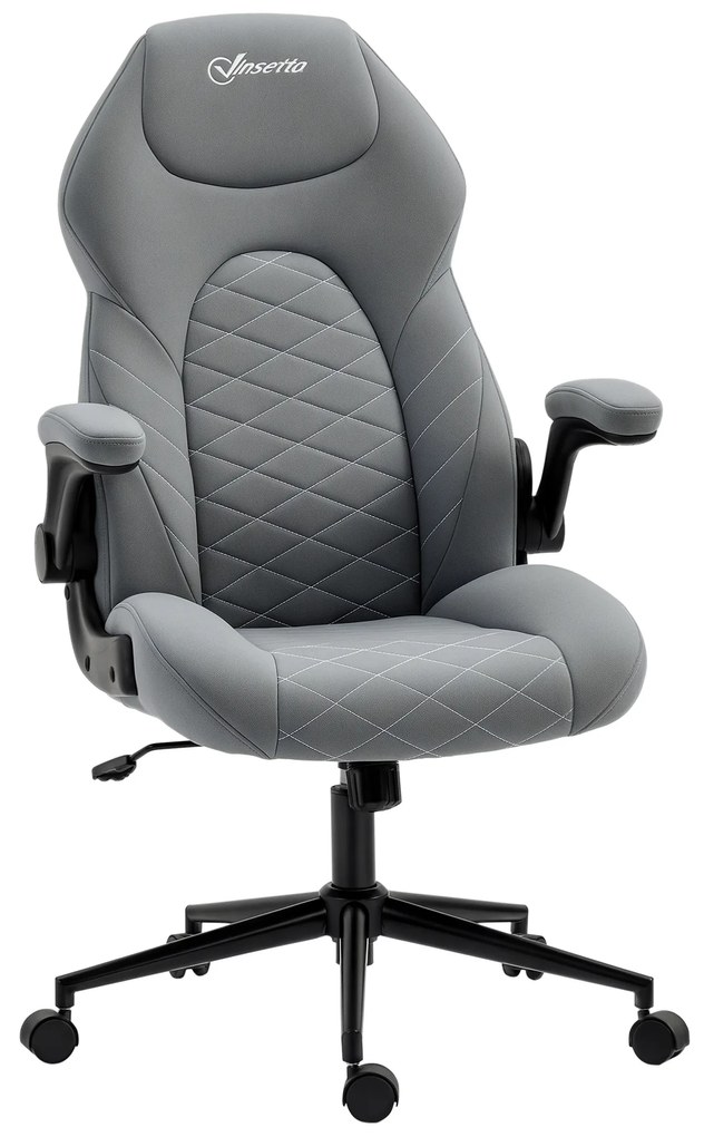 Scaun de birou ergonomic Vinsetto, înălțime reglabilă, 65.5x69.5x112-122 cm, Gri deschis | Aosom Romania