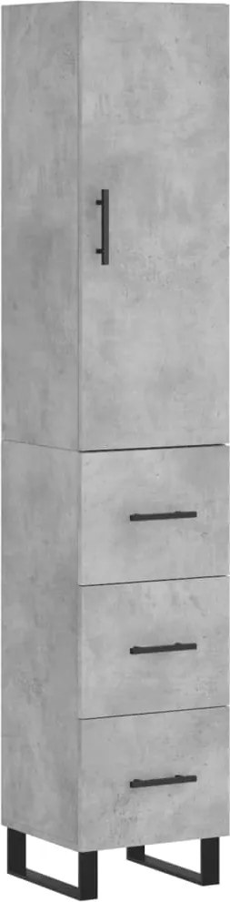 vidaXL Dulap înalt, gri beton, 34,5x34x180 cm, lemn prelucrat