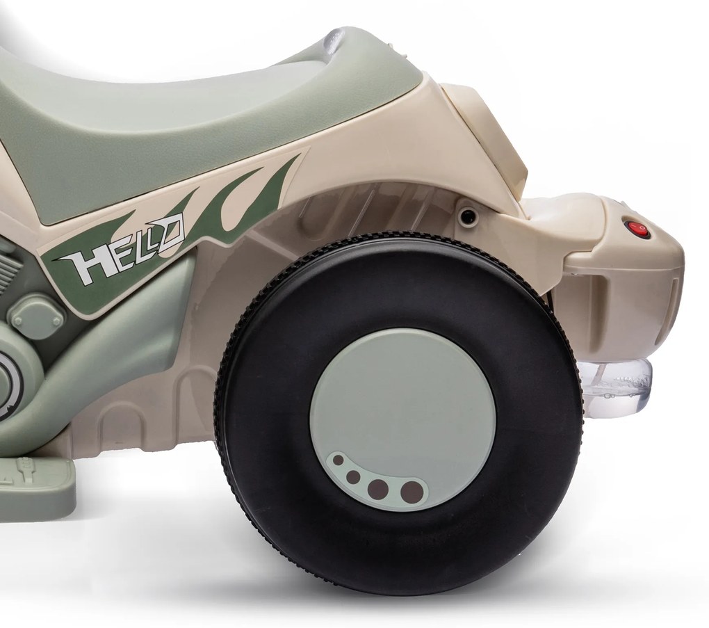 AIYAPLAY Moto electrică pentru copii 2-5 ani, 3 roți, 6 V, 3 km/h, cu funcție de bule, efecte luminoase și sonore, crem | Aosom Romania