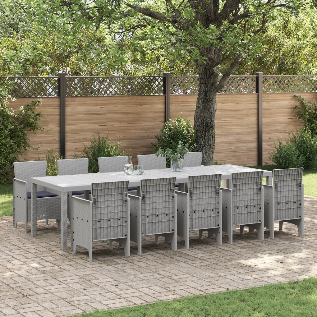 vidaXL Set de masă pentru grădină 11 pcs Gri deschis și antracit