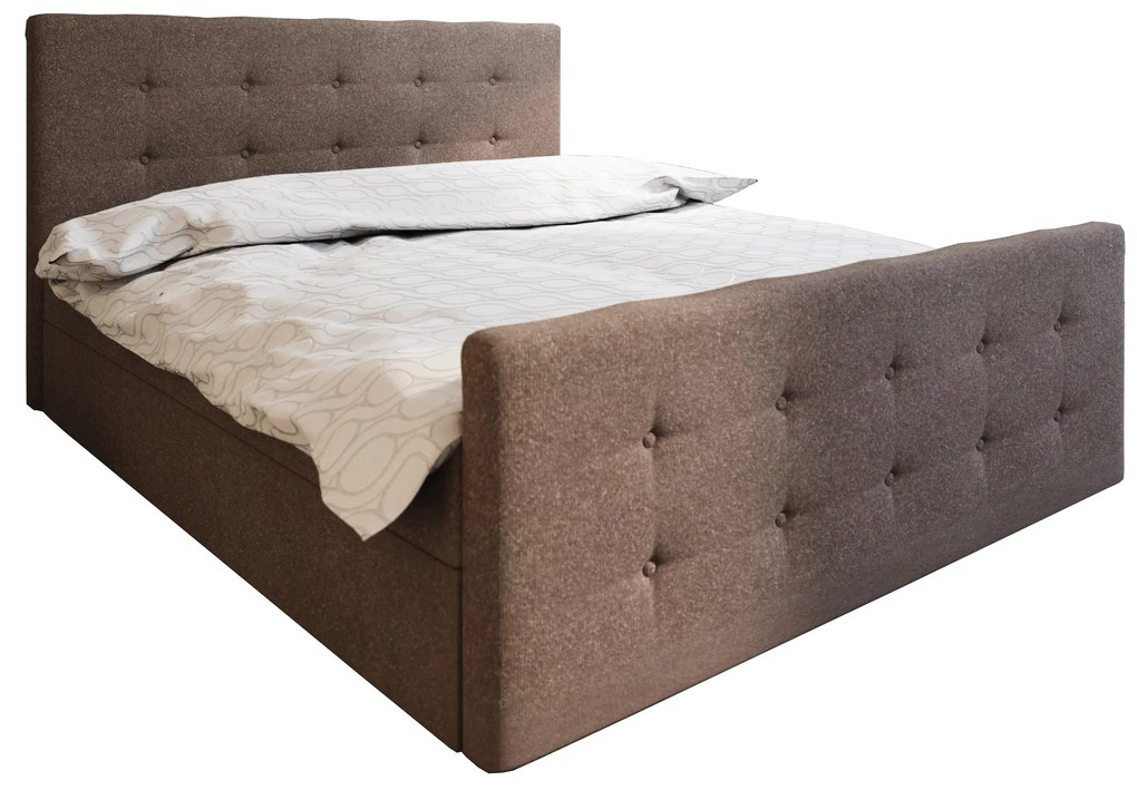 Pat matrimonial Boxspring 140 cm Milagros 1 (maro închis) ( cu saltea și sp. depozitare). 1046738