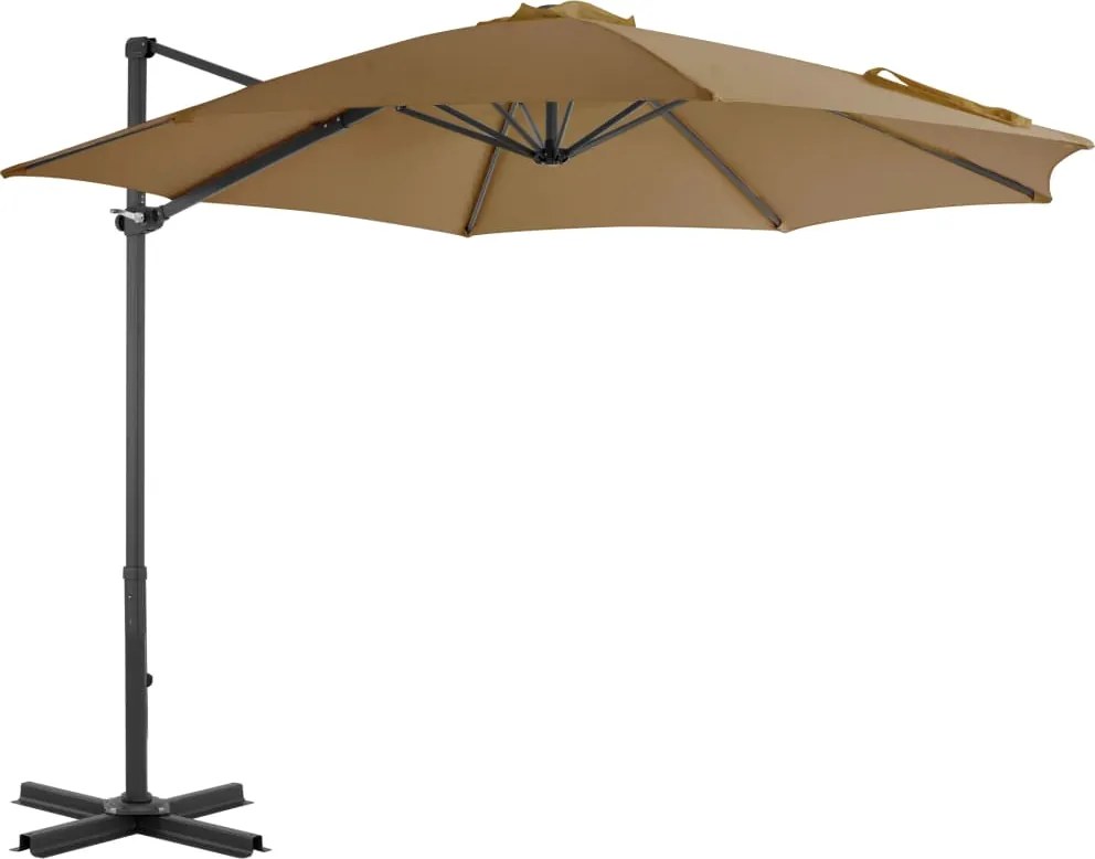 vidaXL Umbrelă consolă de grădină, stâlp din aluminiu, taupe, 300 cm