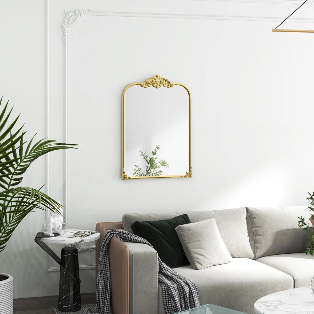 HOMCOM Oglindă de Perete, elegantă, 60x3x87cm, Auriu | Aosom Romania