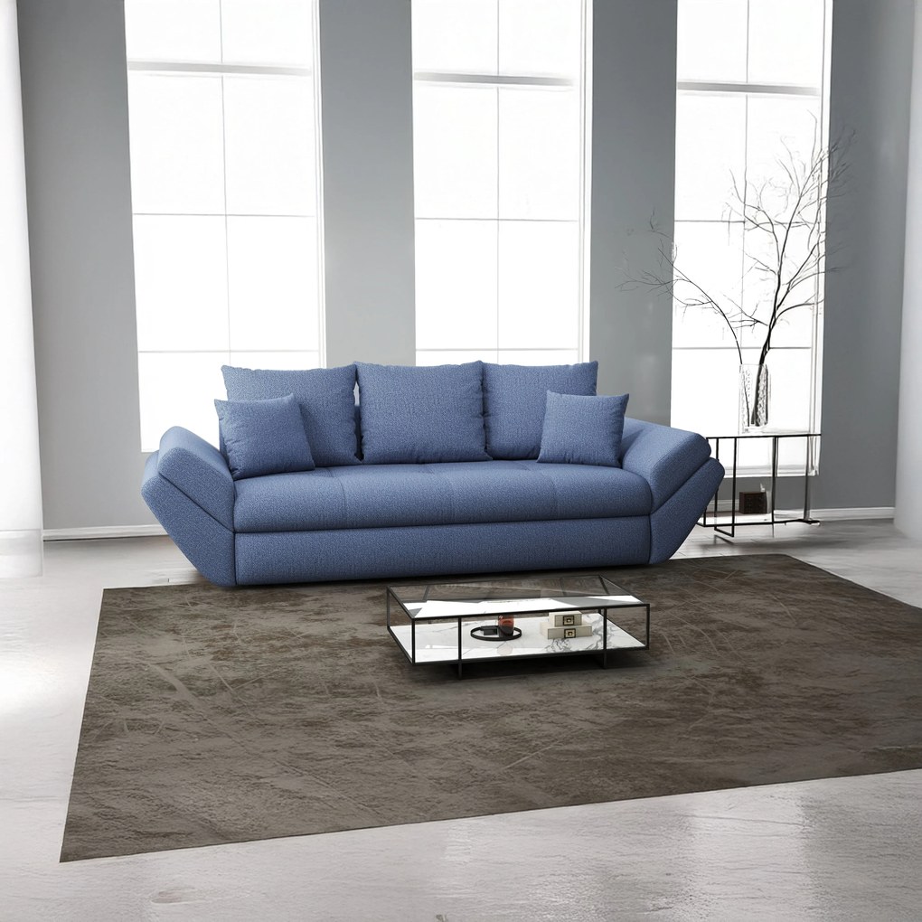 Canapea extensibilă dumonde cu ladă de depozitare si sezut confortabil din spuma high-density, Loana Enjoy Blue 250x100 cm