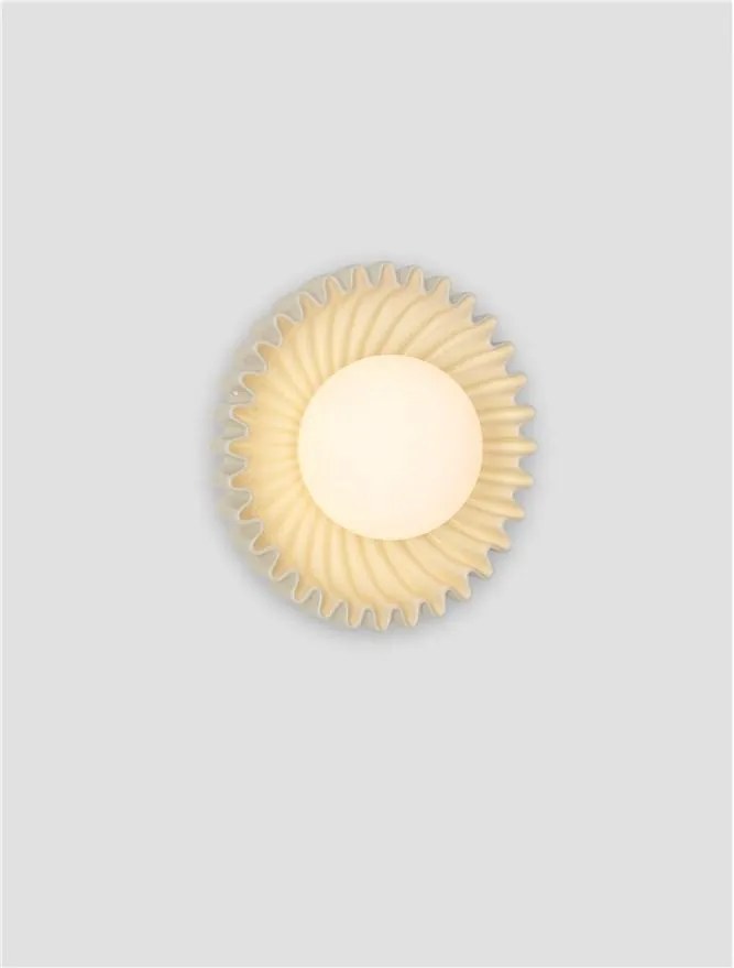 Aplica decorativa ceramica crem, sticla alb, PETEL