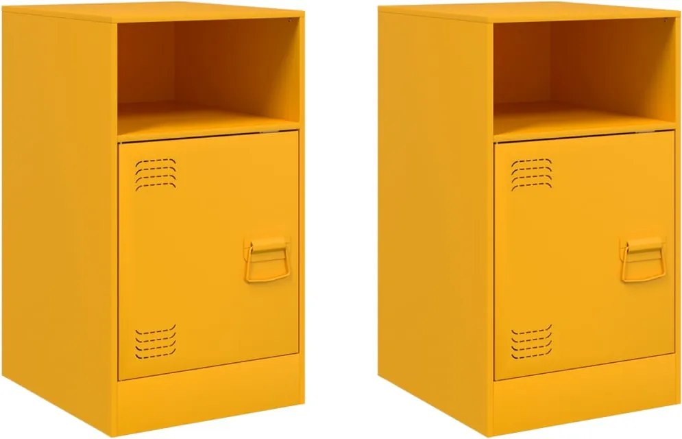 vidaXL Noptiere, 2 buc., galben muștar, 34,5x39x62 cm, oțel