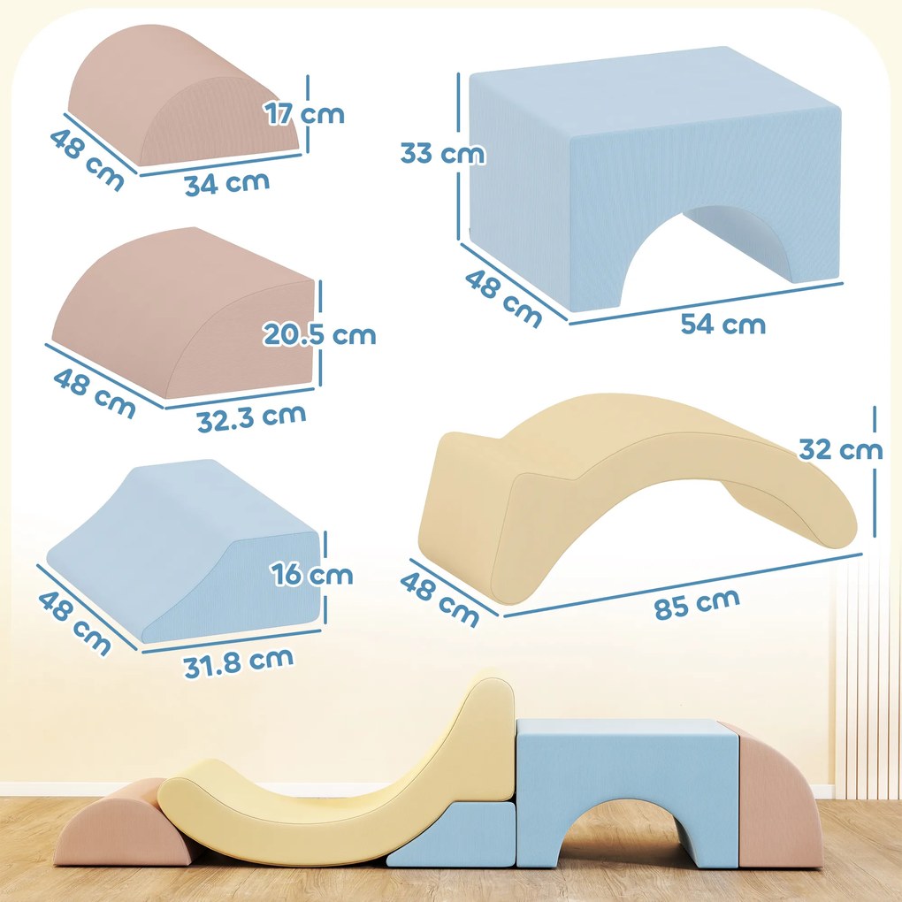 AIYAPLAY Set 5 Blocuri Moi pentru Copii 1.5-8 Ani Multicolor | Aosom Romania