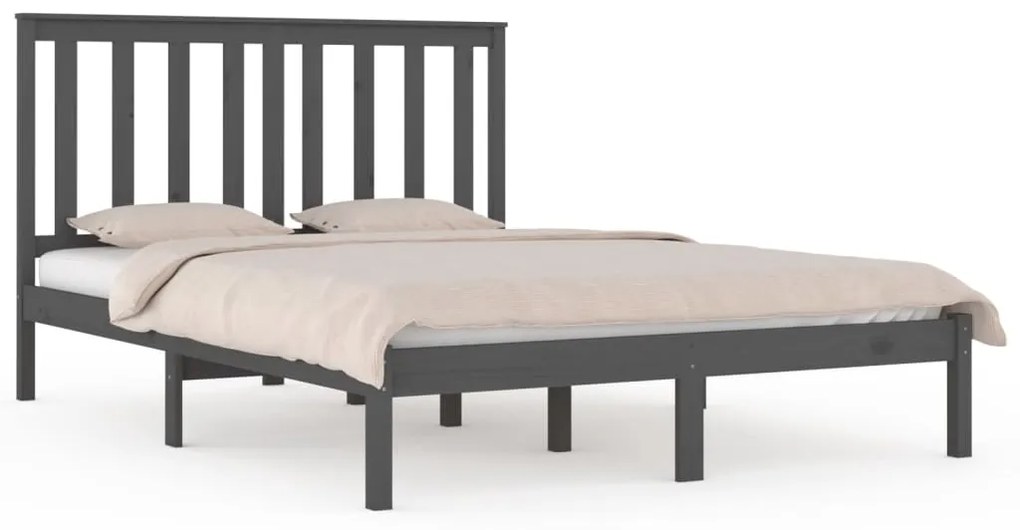 3103855 vidaXL Cadru de pat, gri, 160x200 cm, lemn masiv de pin