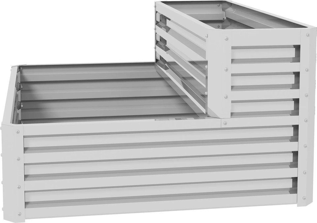 Outsunny Jardinieră Exterioară din Oțel Galvanizat cu Design în Trepte și Bază Deschisă pentru Culturi Plante 120x101x58 cm Argintiu | Aosom Romania